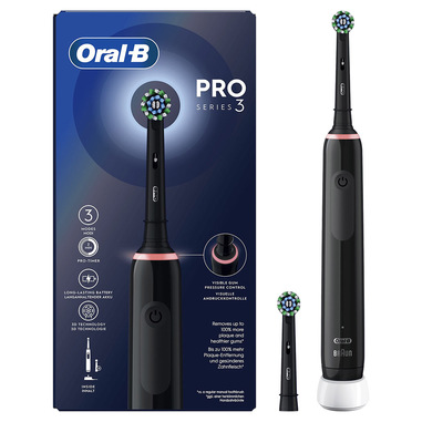 ORAL-B PRO 3 BLACK SPAZZOLINO ELETTRICO + 2 REFILL - Luckyfarma.it