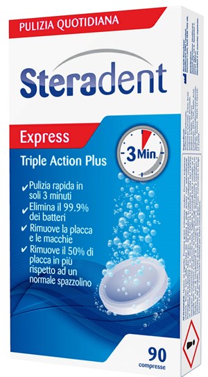 STERADENT TRIPLE ACTION PLUS 90 COMPRESSE PULENTI - Luckyfarma.it