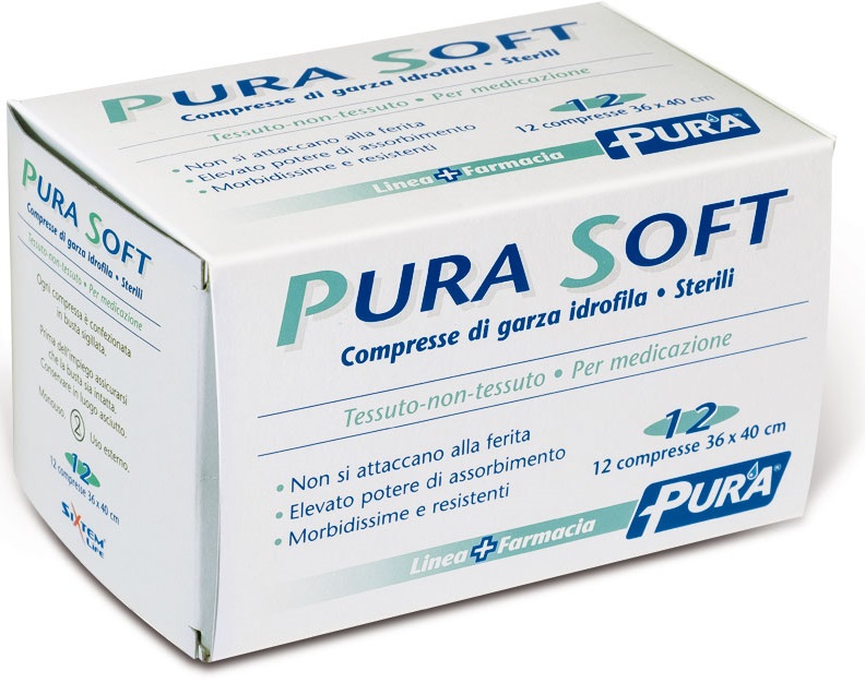 GARZA IN TESSUTO NON TESSUTO PURA SOFT 36X40CM 12 PEZZI - Luckyfarma.it