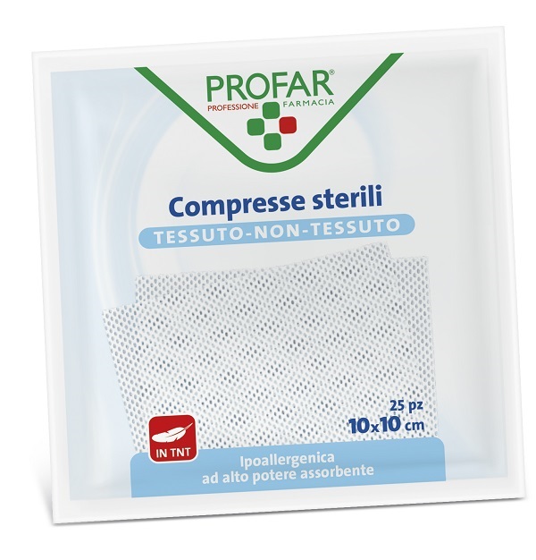 GARZA COMPRESSA TESSUTO NON TESSUTO 10X10 CM 25 PEZZI PROFAR - Luckyfarma.it