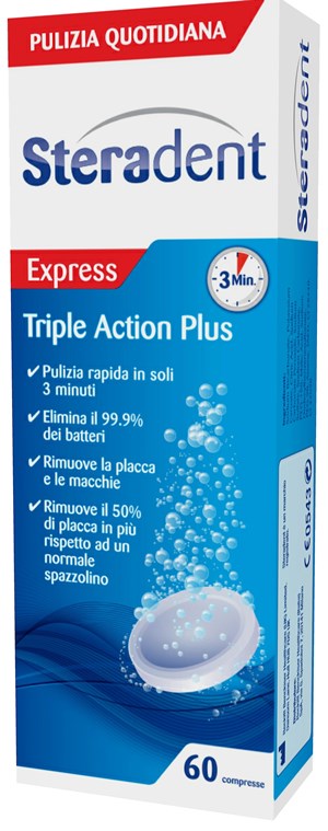 STERADENT TRIPLE ACTION PLUS 60 COMPRESSE PULENTI - Luckyfarma.it