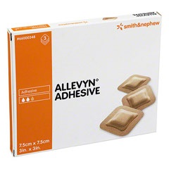 MEDICAZIONE IDROCELLULARE ADESIVA STERILE ALLEVYN ADHESIVE ALTAMENTE ASSORBENTE IN SCHIUMA DI POLIURETANO A STRUTTURA TRISTRATIFICATA 7,5X7,5CM 3 PEZZI - Luckyfarma.it