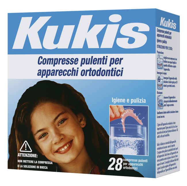 KUKIS CLEANSER 28 COMPRESSE PER PULIZIA APPARECCHI ORTODONTICI - Luckyfarma.it