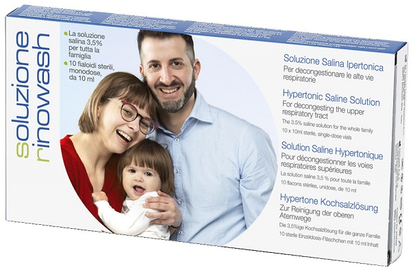 RINOWASH SOLUZIONE SALINA IPERTONICA PER PULIZIA NASO 10 FIALE RICHIUDIBILI X 10 ML - Luckyfarma.it