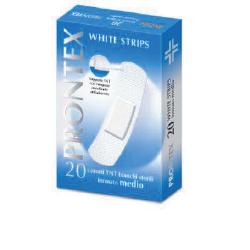 CEROTTO PRONTEX WHITE STRIPS IN TESSUTO NON TESSUTO BIANCO STERILE SCATOLA 20 CEROTTI MEDI - Luckyfarma.it