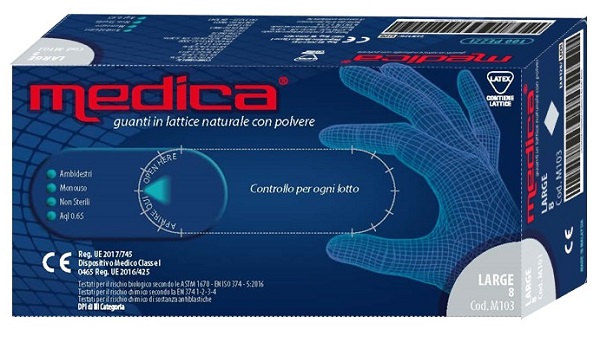 MEDICA GUANTO LATTICE N/STERILE CON POLVERE DM MISURA L 100 PEZZI - Luckyfarma.it