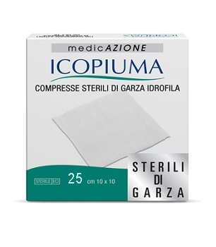GARZA COMPRESSA IDROFILA ICOPIUMA 10X10CM 25 PEZZI - Luckyfarma.it