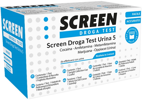 DROGA TEST CHE RILEVA 5 DROGHE TRAMITE URINA RISULTATO PER OGNI DROGA ANALIZZATA SCREEN DROGA TEST URINA 5 - Luckyfarma.it