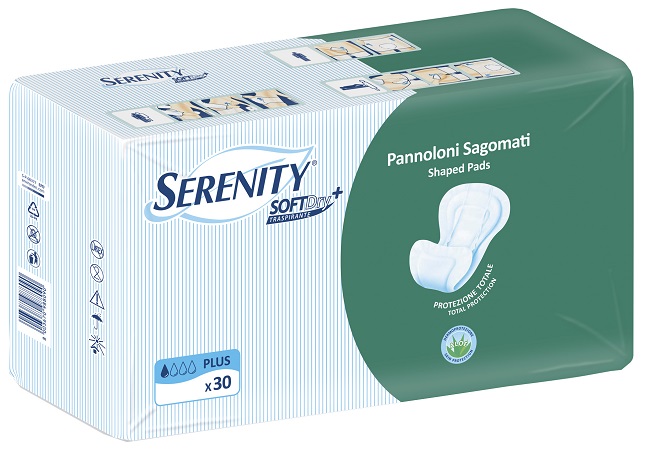 PANNOLONE PER INCONTINENZA SAGOMATO SERENITY SOFTDRY+ ALOE PLUS 30 PEZZI - Luckyfarma.it