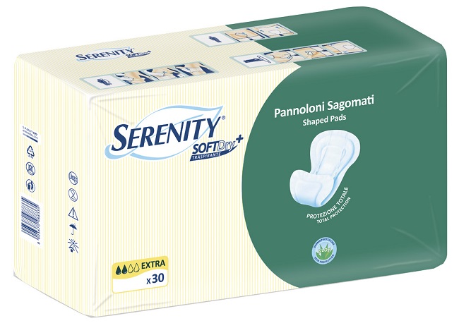 PANNOLONE PER INCONTINENZA SAGOMATO SERENITY SOFTDRY+ ALOE EXTRA 30 PEZZI - Luckyfarma.it