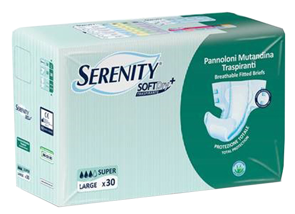 PANNOLONE PER INCONTINENZA A MUTANDINA SERENITY SOFTDRY+ ALOE SUPER LARGE 30 PEZZI - Luckyfarma.it