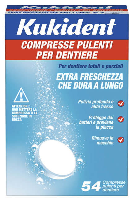 KUKIDENT CLEANSER FRESCH 54 COMPRESSE PULIZIA PROTESI DENTARIE - Luckyfarma.it