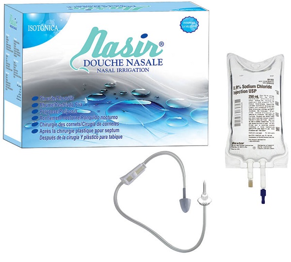 NASIR DOCCIA NASALE CON SOLUZIONE FISIOLOGICA ISOTONICA 6 SACCHE 500 ML + 1 BLISTER - Luckyfarma.it