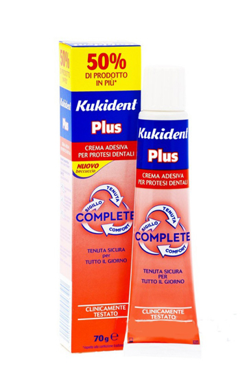 KUKIDENT PLUS COMPLETE CREMA ADESIVA PER PROTESI DENTARIE 70 G - Luckyfarma.it