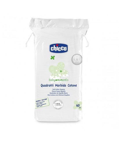 CHICCO BABY MOMENTS QUADROTTI MORBIDO COTONE 60 PEZZI - Luckyfarma.it
