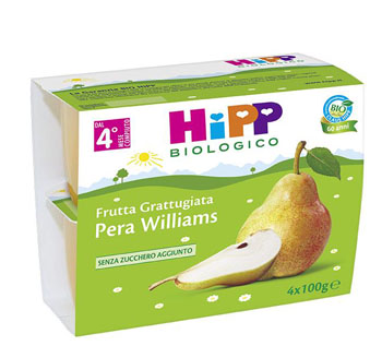 HIPP BIO HIPP BIO FRUTTA GRATTUGGIATA PERA WILLIAMS 4X100 G - Luckyfarma.it