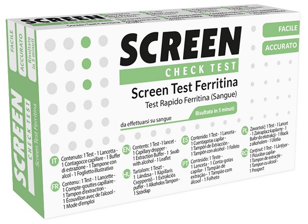 TEST RAPIDO PER L'INDIVIDUAZIONE DI FERRITINA NEL SANGUE PER L'ANEMIA DA CARENZA DI FERRO SCREEN CHECK TEST ANEMIA/FERRITINA - Luckyfarma.it