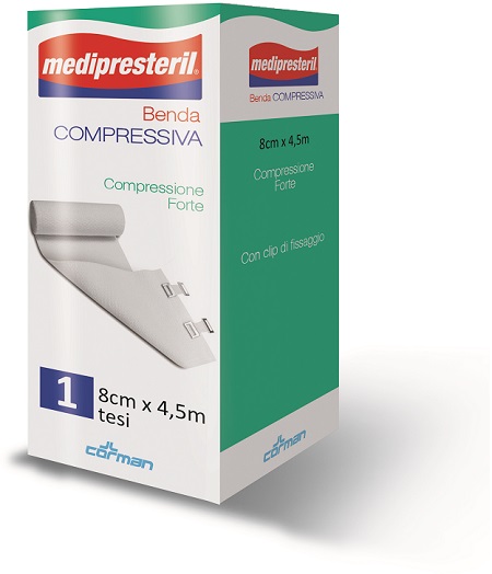 BENDA ELASTICA MEDIPRESTERIL COMPRESSIONE FORTE 8X450CM - Luckyfarma.it