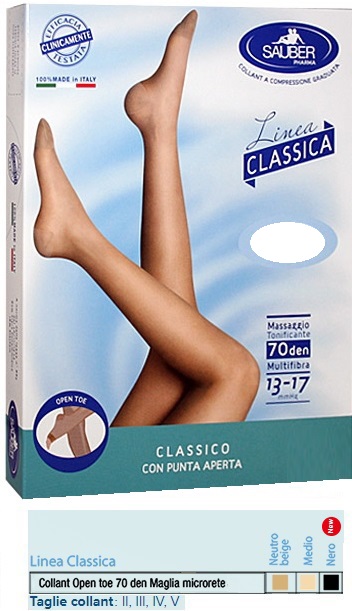 SAUBER COLLANT OPEN TOE MAGLIA MICRORETE 70 DEN COLORE MEDIO 4 LINEA CLASSICA - Luckyfarma.it