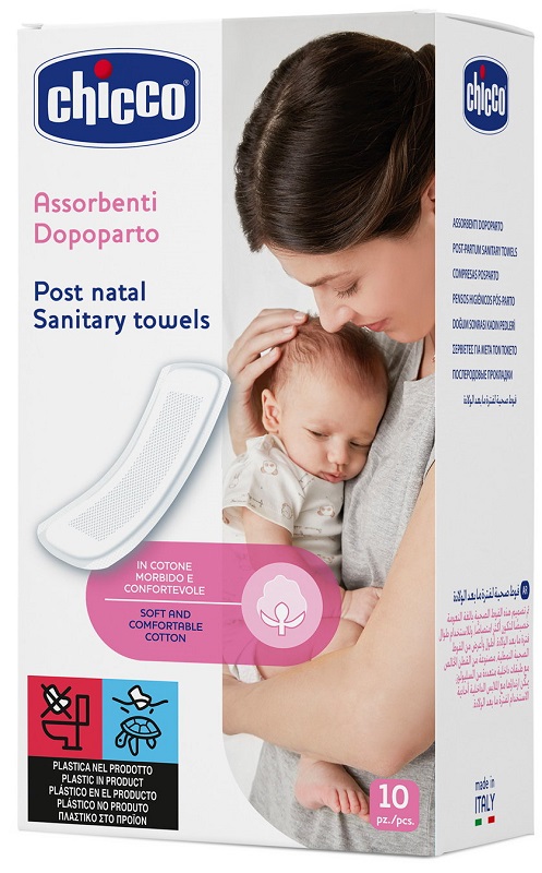 CHICCO MAMMA DONNA ASSORBENTI POSTPARTO COTONE 10 PEZZI - Luckyfarma.it