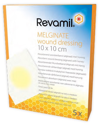 GARZA MEDICATA REVAMIL MELGINATE ALGINATO MIELE 10X10 CM 5 PEZZI - Luckyfarma.it