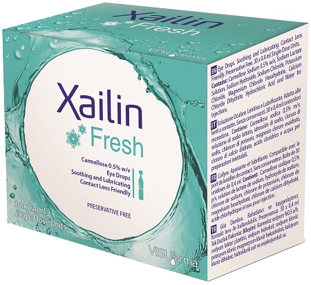 XAILIN FRESH GOCCE OCULARI CARBOSSIMETILCELLULOSA 0,5% 30 FLACONCINI MONODOSE 0,4 ML - Luckyfarma.it