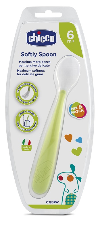 CHICCO CUCCHIAIO MORBIDO SILICONE 6M+ VERDE UP - Luckyfarma.it