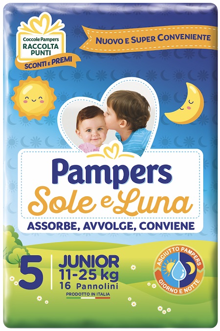 PANNOLINO PER BAMBINO PAMPERS SOLE & LUNA FLASH JUNIOR 16 PEZZI - Luckyfarma.it
