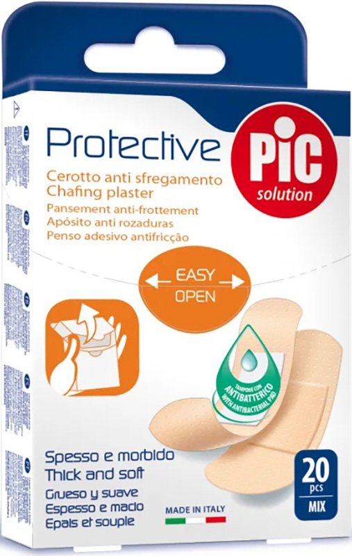 CEROTTO PIC PROTECTIVE MIX ANTIBATTERICO ANTISFREGAMENTO CON TAMPONE 20 PEZZI - Luckyfarma.it