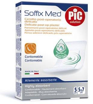 CEROTTO PIC SOFFIX MED IN TNT CON TAMPONE CENTRALE ASSORBENTE STERILE MONOUSO 5X7 CM ANTIBATTERICO 5 PEZZI - Luckyfarma.it
