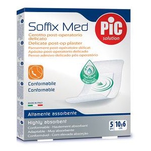 CEROTTO PIC SOFFIX MED IN TNT CON TAMPONE CENTRALE ASSORBENTE STERILE MONOUSO 10X6 CM ANTIBATTERICO 5 PEZZI - Luckyfarma.it