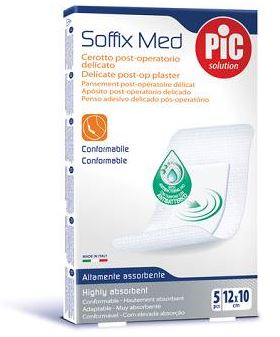 CEROTTO PIC SOFFIX MED IN TNT CON TAMPONE CENTRALE ASSORBENTE STERILE MONOUSO 10X12 CM ANTIBATTERICO 5 PEZZI - Luckyfarma.it