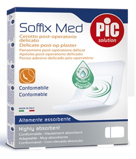 CEROTTO PIC SOFFIX MED IN TNT CON TAMPONE CENTRALE ASSORBENTE STERILE MONOUSO STERILE 25X10 CM ANTIBATTERICO 3 PEZZI - Luckyfarma.it