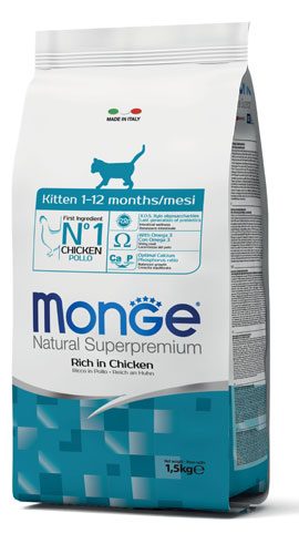 MONGE NATURAL SUPERPREMIUM SECCO GATTO KITTEN 1/12 MONTHS 1,5 KG - Luckyfarma.it
