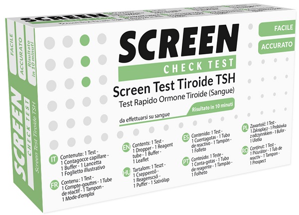 TEST RAPIDO PER L'INDIVIDUAZIONE QUALITATIVA DI ORMONE TIROIDE-STIMOLANTE TSH NEL SANGUE UMANO SCREEN CHECK TEST TIROIDE/TSH - Luckyfarma.it