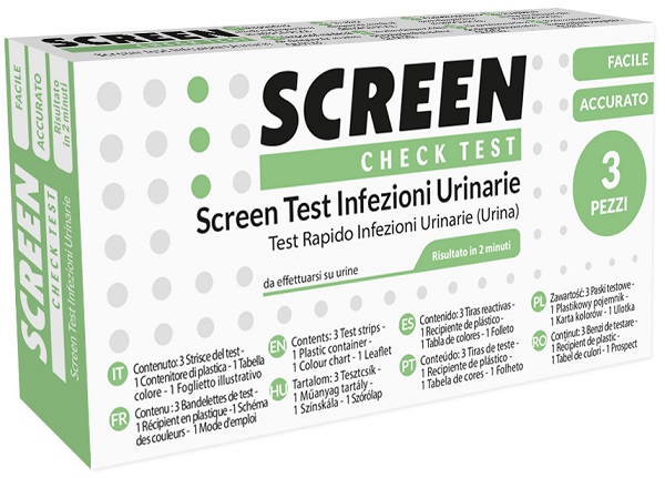 TEST PER L'INDIVIDUAZIONE RAPIDA DI LEUCOCITI SANGUE NITRITO E PROTEINA NELL'URINA SCREEN CHECK TEST INFEZIONI VIE URINARIE 3 PEZZI - Luckyfarma.it