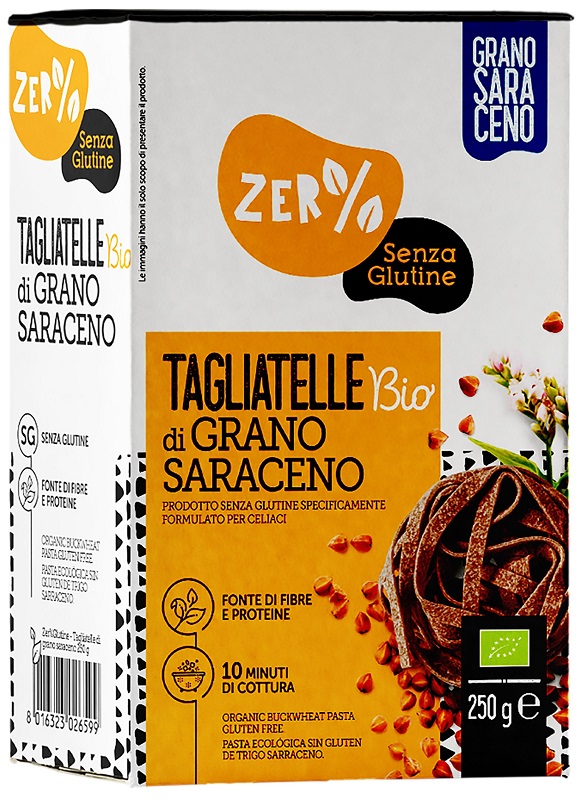 ZERO% GLUTINE TAGLIATELLE A NIDO DI GRANO SARACENO INTEGRALESENZA GLUTINE BIO 250 G - Luckyfarma.it