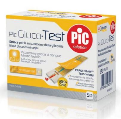 STRISCE MISURAZIONE GLICEMIA PIC GLUCOTEST 50 PEZZI - Luckyfarma.it