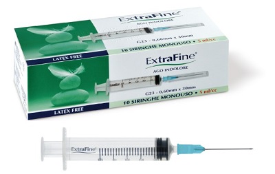 SIRINGA EXTRAFINE 5 ML GAUGE 23 0,60X30MM 10 PEZZI - Luckyfarma.it