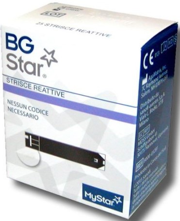 STRISCE PER MISURAZIONE GLICEMIA BGSTAR 25 PEZZI COMPATIBILI CON MISURATORE DI GLICEMIA MYSTAR EXTRA - Luckyfarma.it