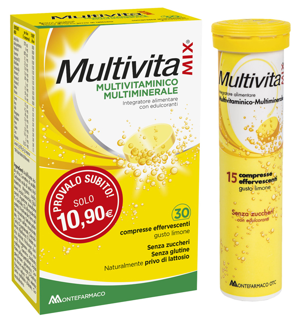 MULTIVITAMIX EFFERVESCENTE SENZA ZUCCHERO E SENZA GLUTINE 30 COMPRESSE - Luckyfarma.it