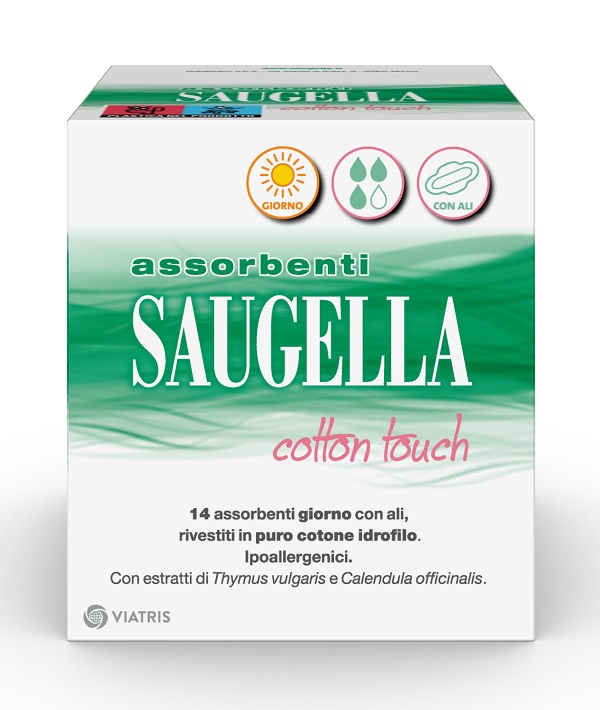 SAUGELLA COTTON TOUCH ASSORBENTI GIORNO CON ALI 14 PEZZI - Luckyfarma.it