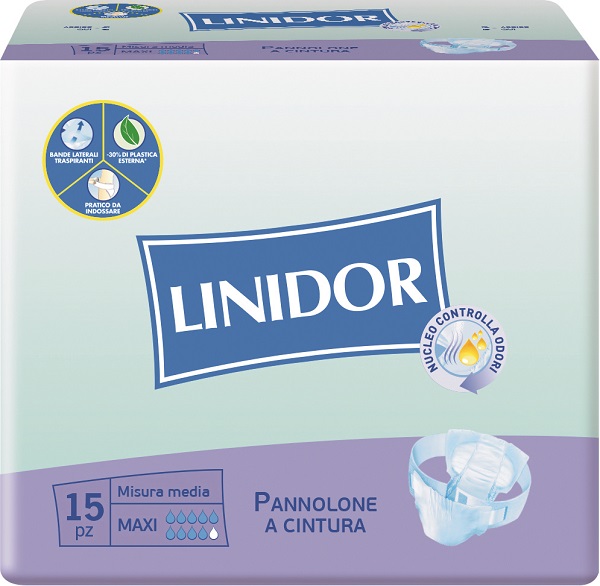 PANNOLONE LINIDOR A CINTURA MAXI MISURA MEDIA 15 PEZZI - Luckyfarma.it