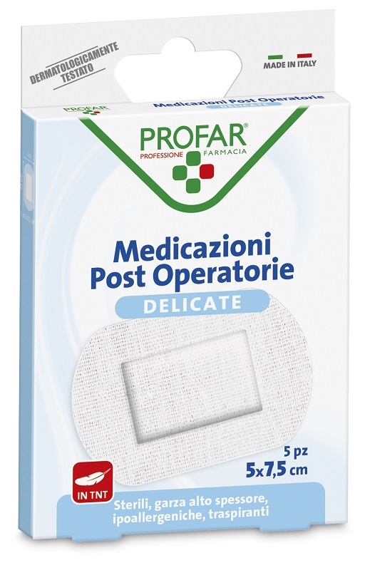 MEDICAZIONE POST OPERATORIA STERILE GARZA ANTIADERENTE 5X7,5 CM 5 PEZZI PROFAR - Luckyfarma.it