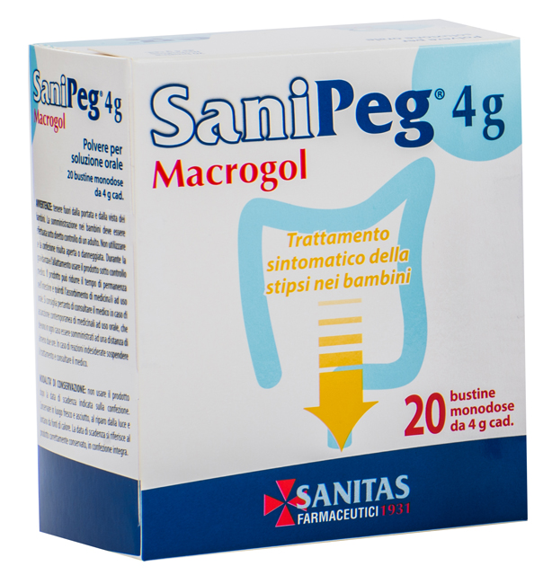 SANIPEG MACROGOL POLVERE PER SOLUZIONE ORALE 20 BUSTINE 4 G - Luckyfarma.it