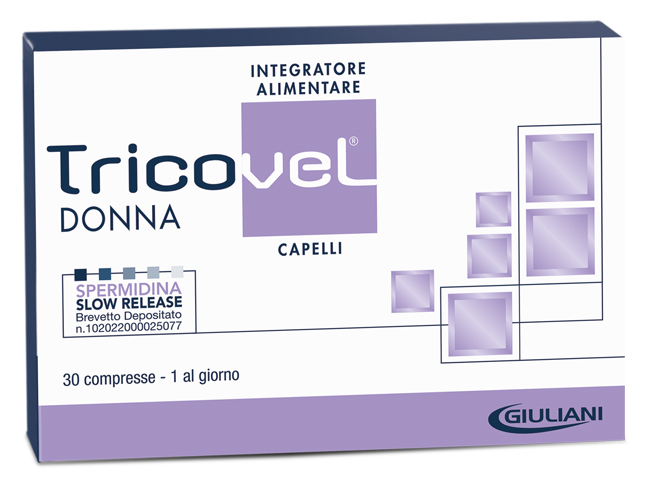 TRICOVEL DONNA INTEGRATORE ALIMENTARE CON NUTRIENTI SPECIFICI PER CAPELLI 30 COMPRESSE - Luckyfarma.it