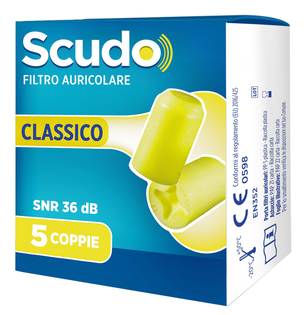 FILTRO AURICOLARE EARPLUG SCUDO CLASSIC 5 COPPIE 10 PEZZI - Luckyfarma.it