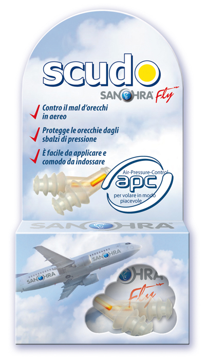 FILTRO AURICOLARE EARPLUG SCUDO FLY ADULTI SANOHRA 2 PEZZI - Luckyfarma.it
