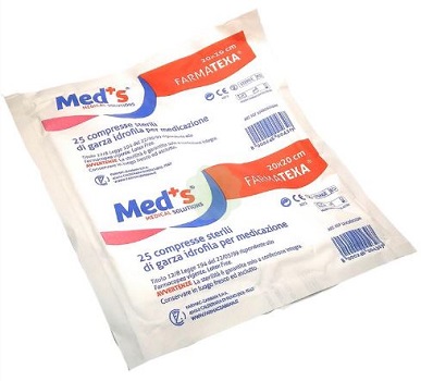 GARZA COMPRESSA MEDS FARMATEXA IDROFILA 12/8 20X20CM 25 PEZZI - Luckyfarma.it