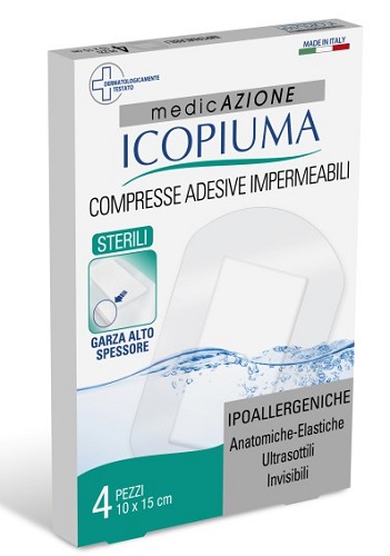 GARZA COMPRESSA ICOPIUMA MEDICATA POSTOPERATORIA 10X15 CM 4 PEZZI - Luckyfarma.it